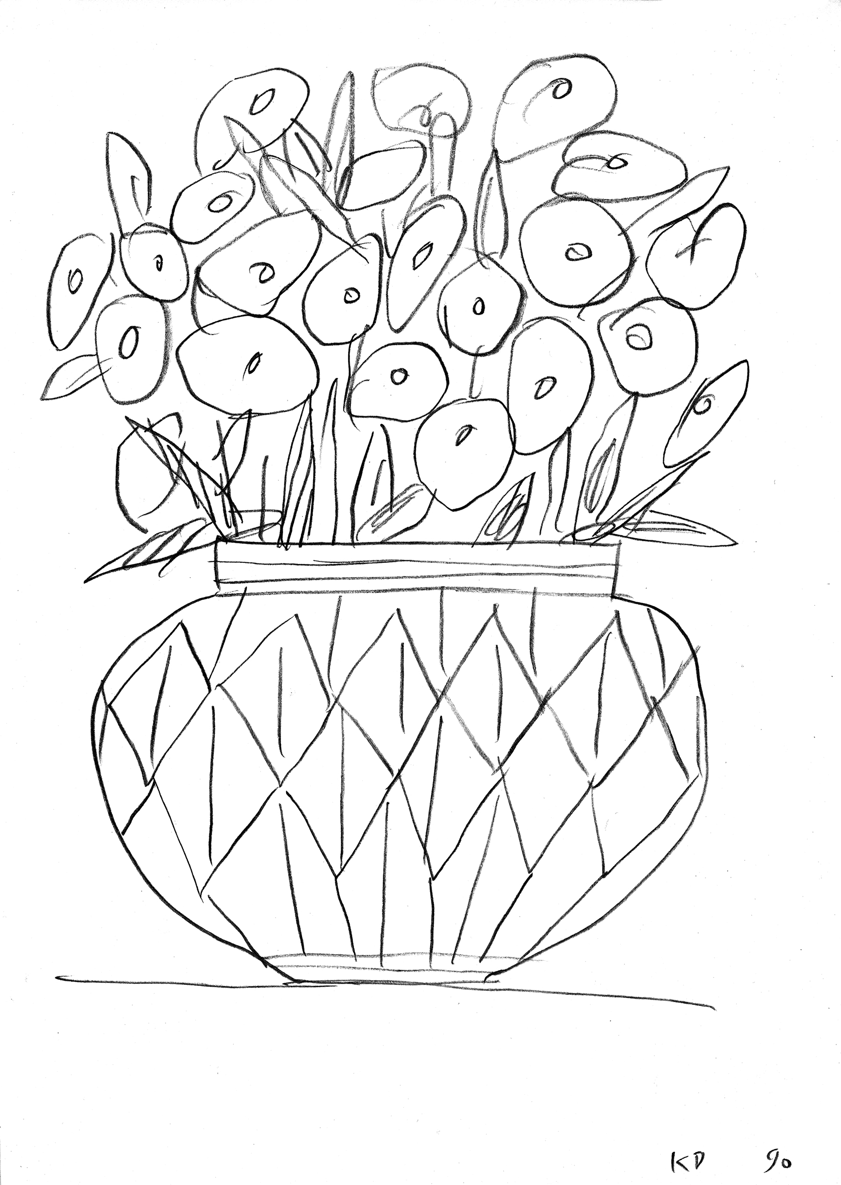 Poppies in a diamond vase