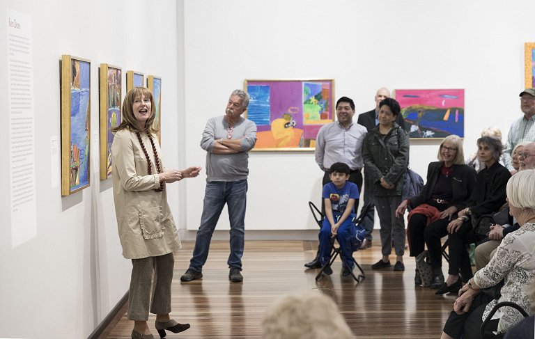 <p>Curator Dr Sarah Engledow at the Friends of the Gallery tour</p>