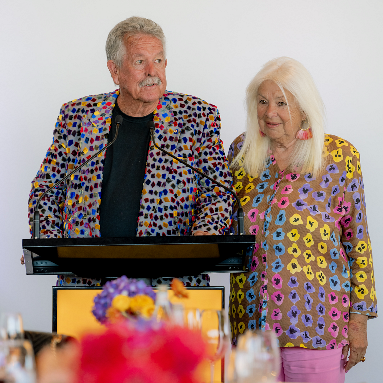 <p>Ken accepts the Lifetime Achievement Award with wife, Judy Done. </p>