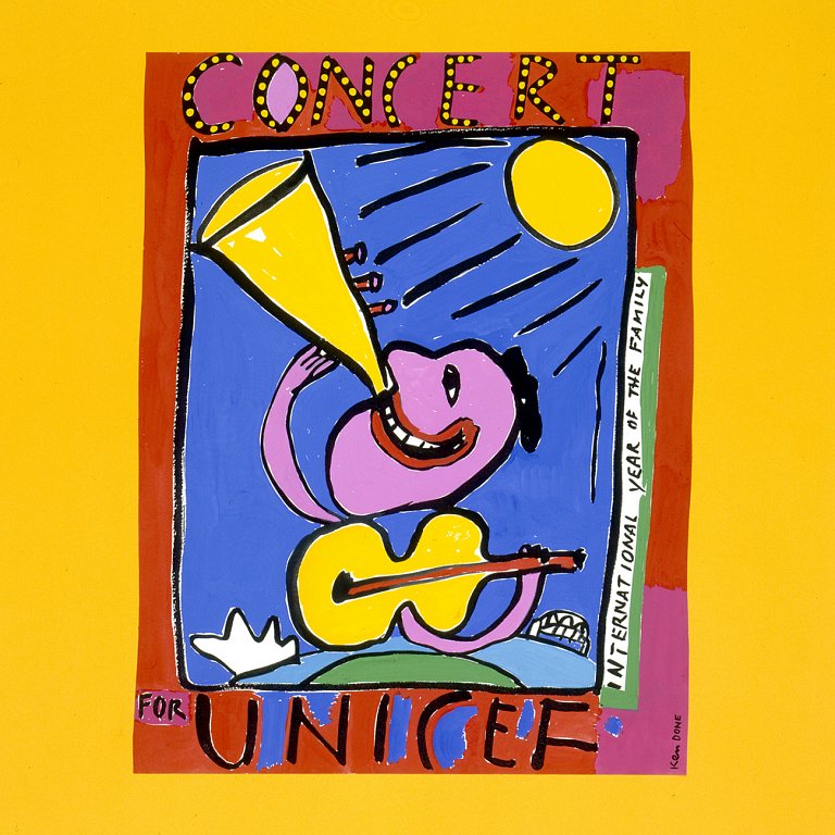 <p> </p>
<p><em><strong>Concert for UNICEF International year of the family,</strong></em> 1994, gouache on paper, 61 x 51 cm</p>
