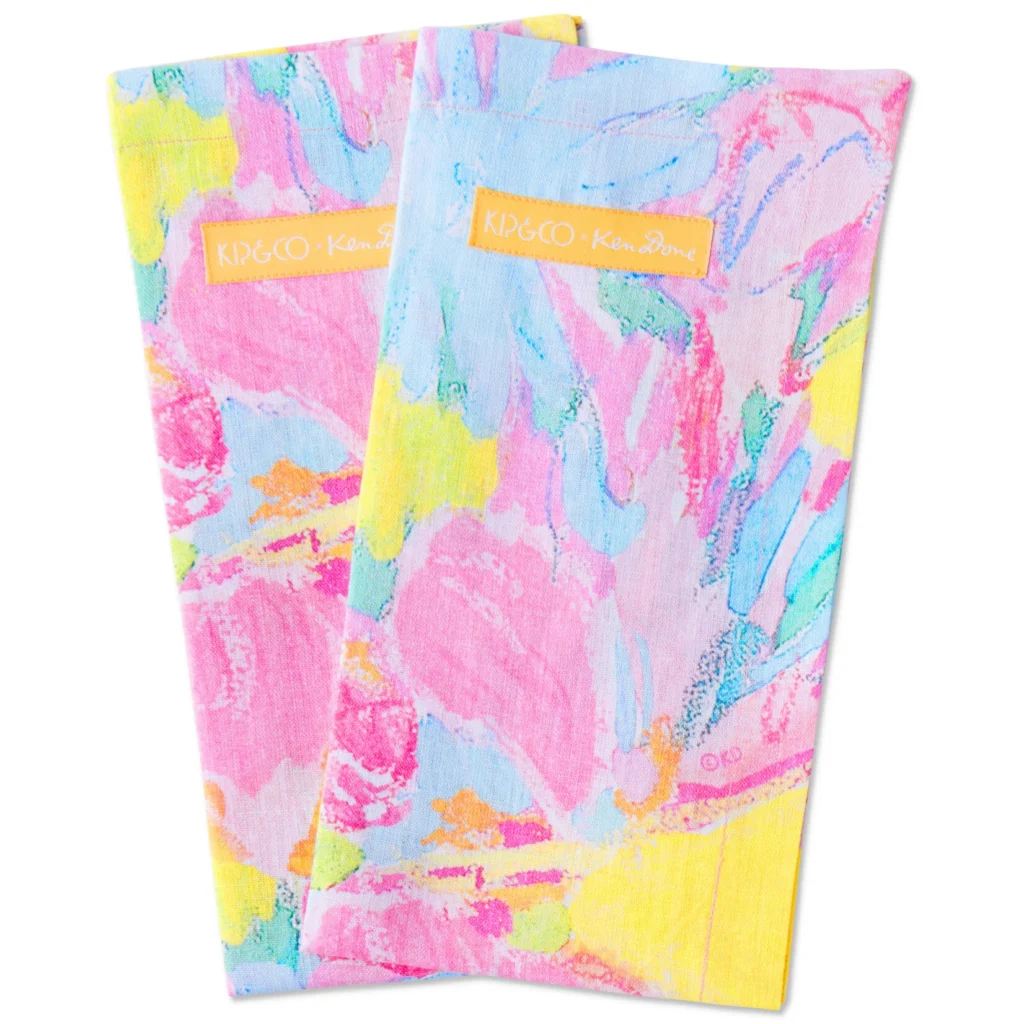 ‘Pastel Blooms’ Linen Napkin Set – Kip&Co x Ken Done